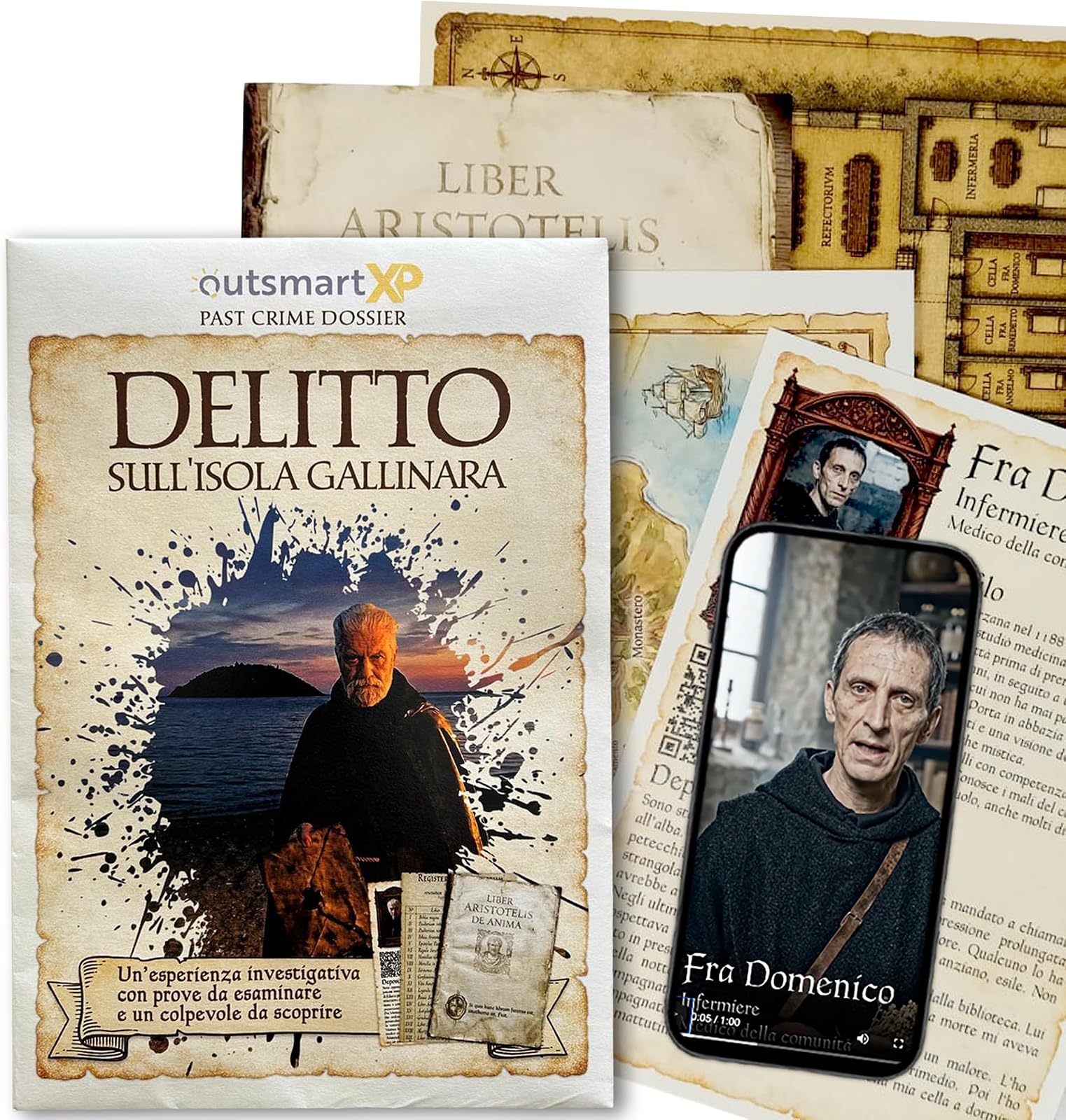 Il plico di Delitto sull'Isola Gallinara aperto: copertina, mappe, manoscritti e una deposizione in video sullo smartphone
