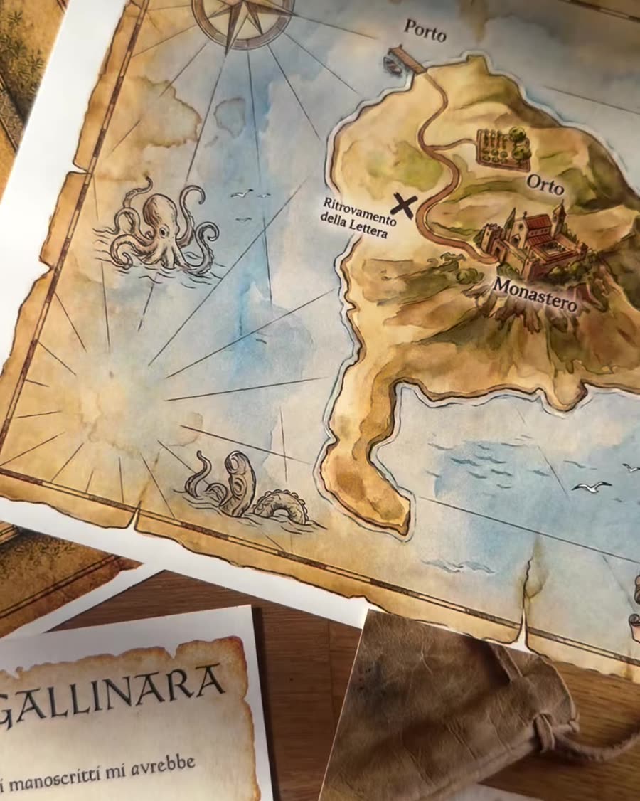 Mappa acquerellata dell'isola Gallinara